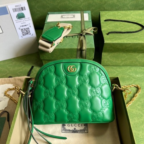 Borsa a spalla in pelle Gucci GG Matelasse 702229 Verde brillante