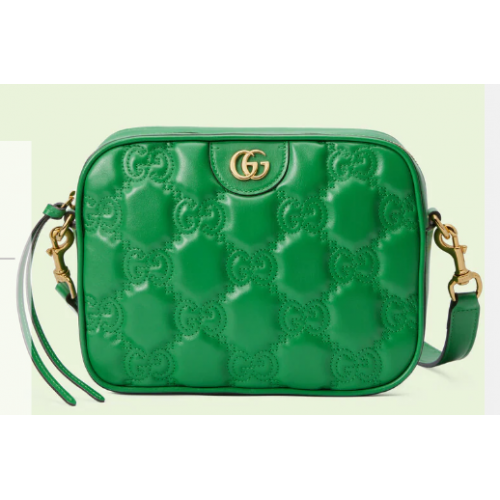 Borsa a spalla in pelle Gucci GG Matelasse 702234 Verde brillante