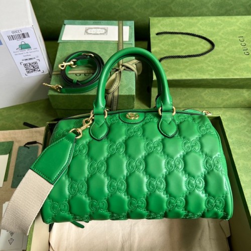 Borsa Gucci GG Matelasse in pelle con manico superiore 702242 Verde brillante
