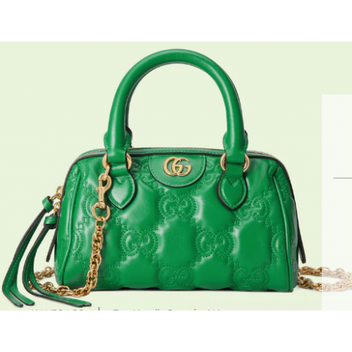 Borsa Gucci GG Matelasse in pelle con manico superiore 702251 Verde brillante