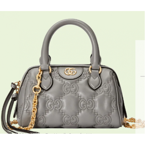 Borsa a mano in pelle Gucci GG Matelasse 702251 Grigio polvere