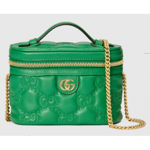 Mini borsa Gucci GG Matelasse con manico superiore 723770 Verde