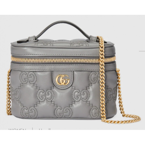 Borsa mini Gucci GG Matelasse con manico superiore 723770 Grigio
