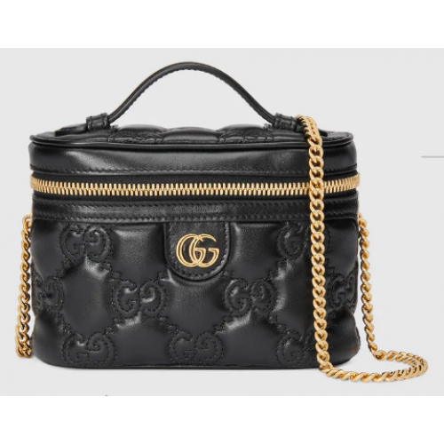 Mini borsa Gucci GG Matelasse con manico superiore 723770 nera