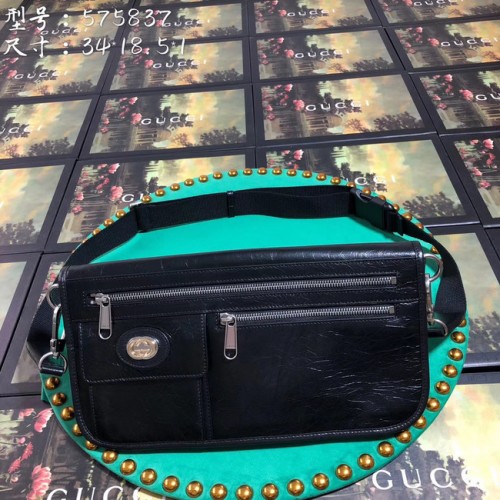 Borsa a tracolla in pelle originale Gucci GG 575837 nera