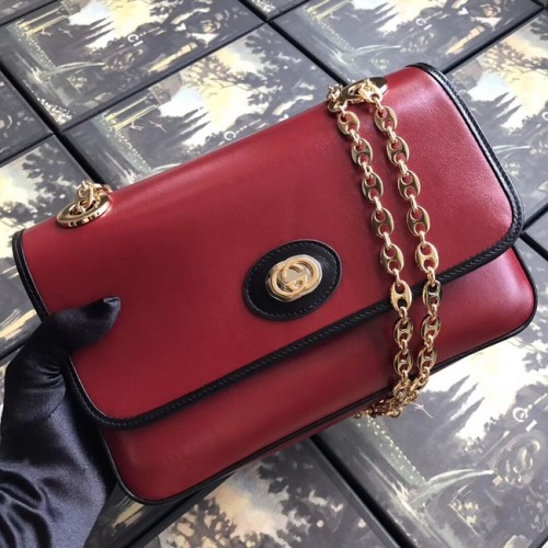 Borsa a tracolla in pelle originale Gucci GG 576421 rossa