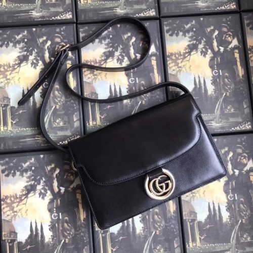 Borsa a tracolla in pelle originale Gucci GG 589474 nera