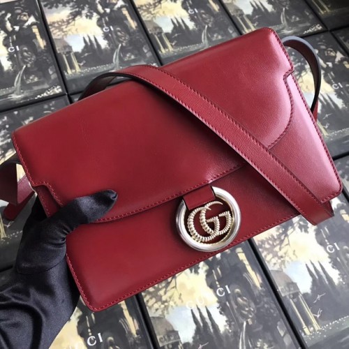 Borsa a tracolla in pelle originale Gucci GG 589474 rossa
