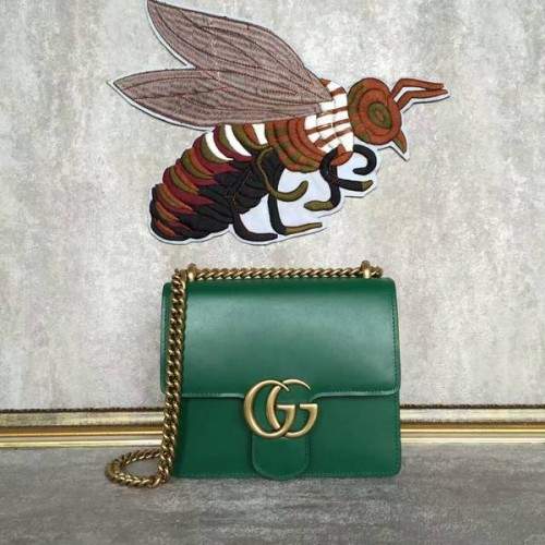 Borsa a tracolla in pelle originale Marmont Gucci GG 431384A verde