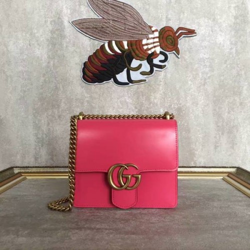 Borsa a tracolla in pelle originale Marmont Gucci GG 431384A rosa