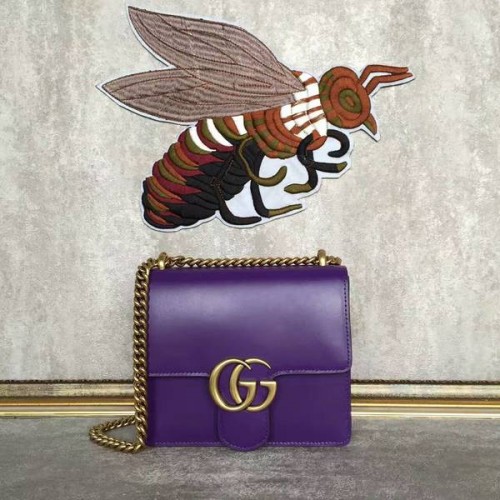 Borsa a tracolla in pelle originale Marmont Gucci GG 431384A viola