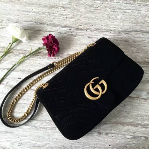 Borsa a tracolla in pelle scamosciata Gucci GG 443496 nera
