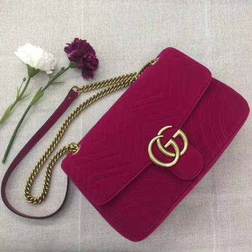 Borsa a tracolla in pelle scamosciata Gucci GG 443496 Vino