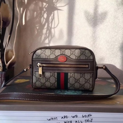 Borsa a tracolla in tela Gucci GG Supreme 501338 marrone