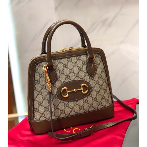 Borsa con manico superiore in tela Gucci GG Supreme 621220 Marrone