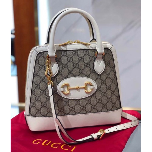 Borsa con manico superiore in tela Gucci GG Supreme 621220 bianca