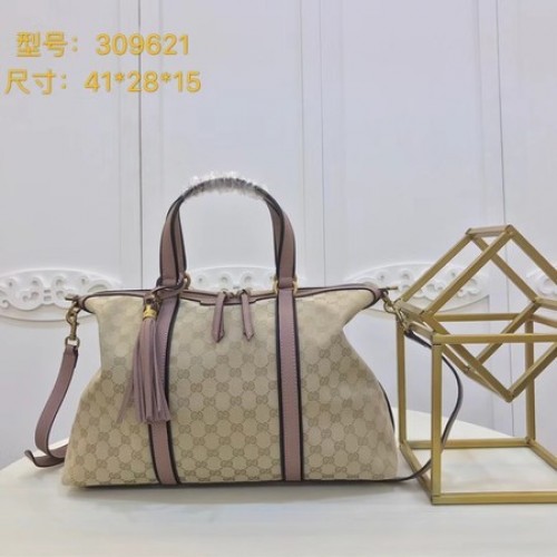 Borsa tote in tela Gucci GG Supreme 309621 Rosa