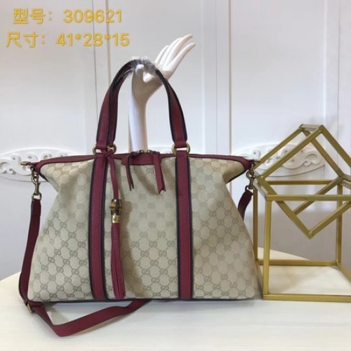 Borsa tote in tela Gucci GG Supreme 309621 rossa