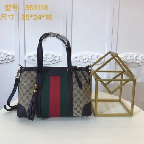 Borsa tote in tela Gucci GG Supreme 353116 Caffè