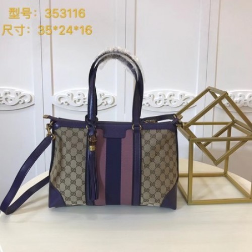 Borsa tote in tela Gucci GG Supreme 353116 Viola