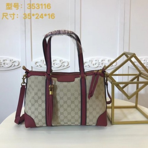 Borsa tote in tela Gucci GG Supreme 353116 rossa
