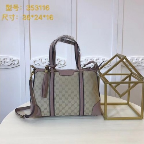 Borsa tote in tela Gucci GG Supreme 353116 rosa