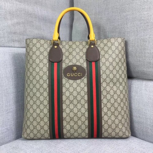 Borsa tote in tela Gucci GG Supreme 473870 Giallo e marrone