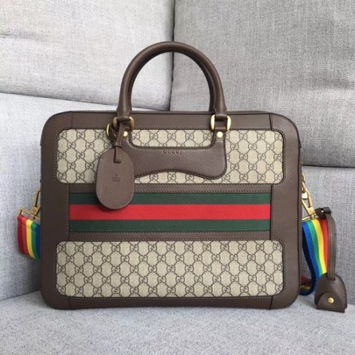 Borsa tote in tela Gucci GG Supreme 484663 marrone