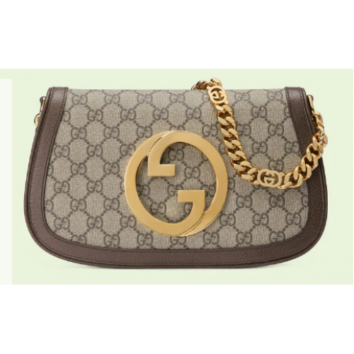 Borsa a tracolla Blondie in tela Gucci GG Supreme 699268 Marrone