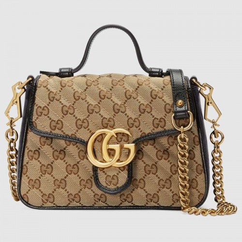 Borsa mini con manico superiore in tela Gucci GG Supreme 583571 nera
