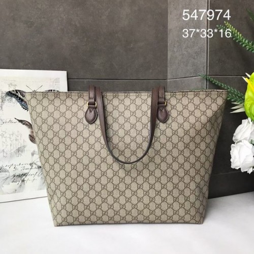Borsa tote media in tela Gucci GG Supreme 547974 marrone