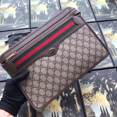Borsa in tela Gucci GG Supreme 597619 marrone