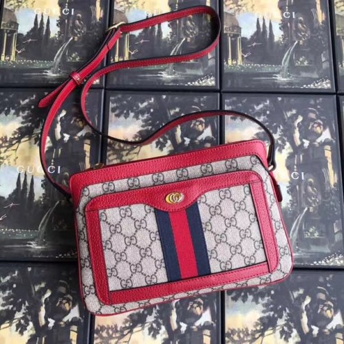 Borsa a spalla piccola Gucci GG Supreme 523354 rossa