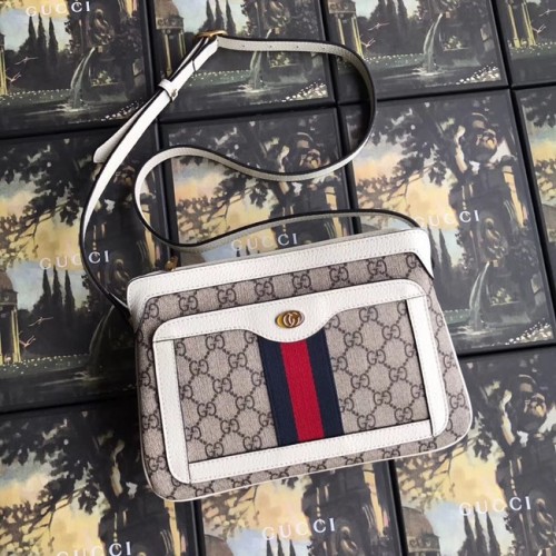 Borsa a tracolla piccola Gucci GG Supreme 523354 bianca