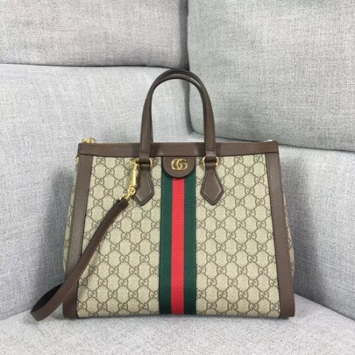 Borsa tote Gucci GG in tela ophidia di alta qualità 524537 marrone