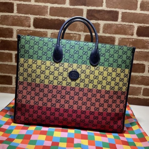 Borsa shopping Gucci GG 659980 Verde&giallo&rossopolvere