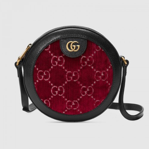 Borsa a tracolla tonda in velluto GG Gucci 574978