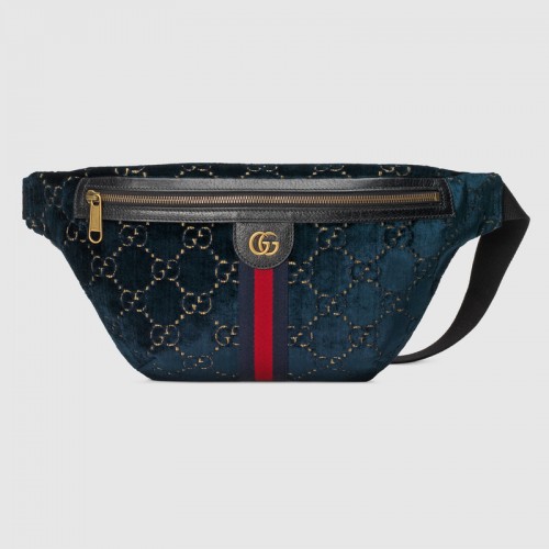 Marsupio in velluto GG Gucci 574968 rosso blu nero
