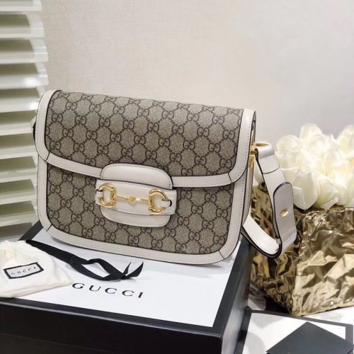 Borsa Gucci Horsebit 1955 GG Supreme 602204 Bianca
