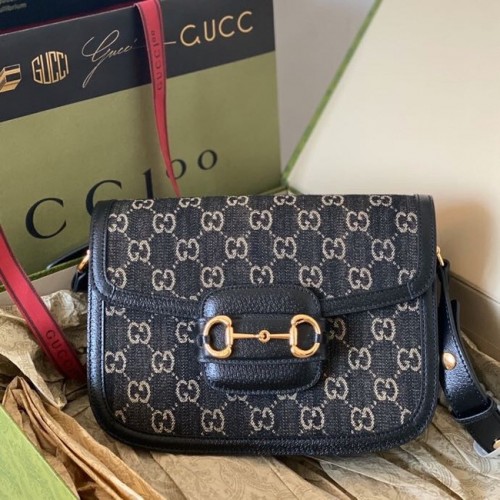 Borsa a tracolla Gucci Horsebit 1955 602204 Nera