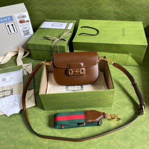 Borsa mini Gucci Horsebit 1955 658574 caramello