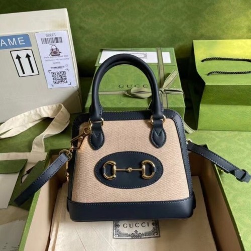 Borsa Gucci Horsebit 1955 mini con manico superiore 640716 tessuto&blu