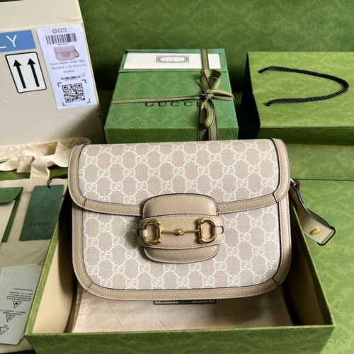 Borsa a tracolla Gucci Horsebit 1955 602204 Beige