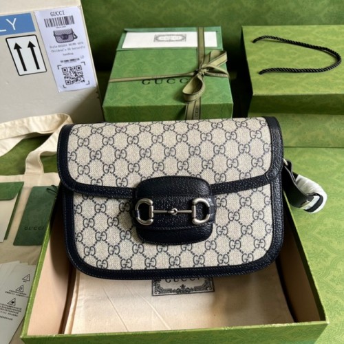 Borsa a tracolla Gucci Horsebit 1955 602204 Blu
