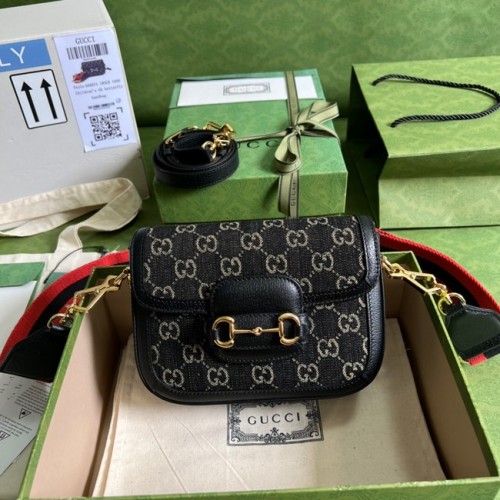 Borsa a tracolla Gucci Horsebit 1955 658574 Nera