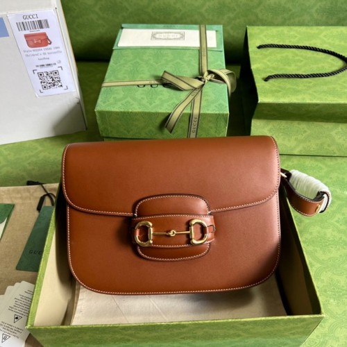 Borsa piccola Gucci Horsebit 1955 602207 caramello