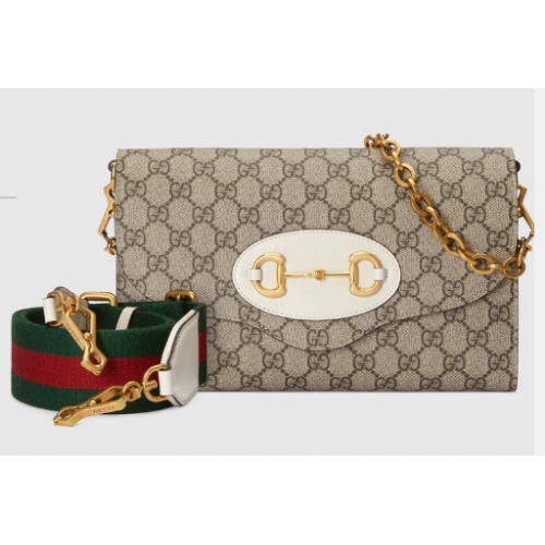 Borsa piccola Gucci Horsebit 1955 677286 bianca