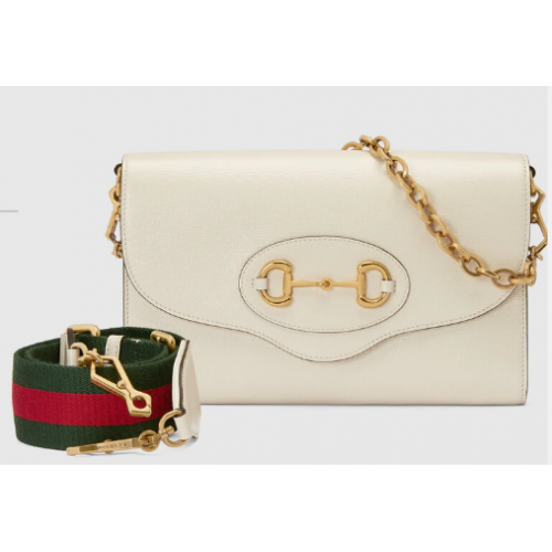 Borsa piccola Gucci Horsebit 1955 677286 bianca