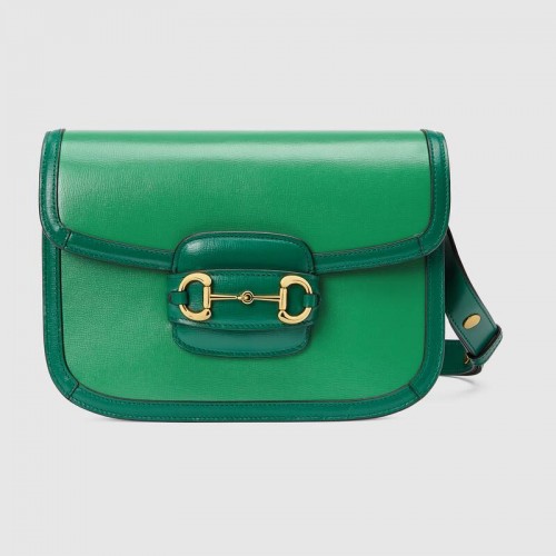 Borsa a tracolla piccola Gucci Horsebit 1955 602204 verde