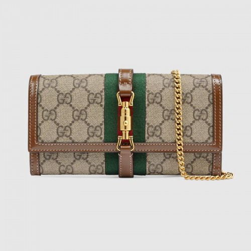Portafoglio con catena Gucci Jackie 1961 652681 Marrone